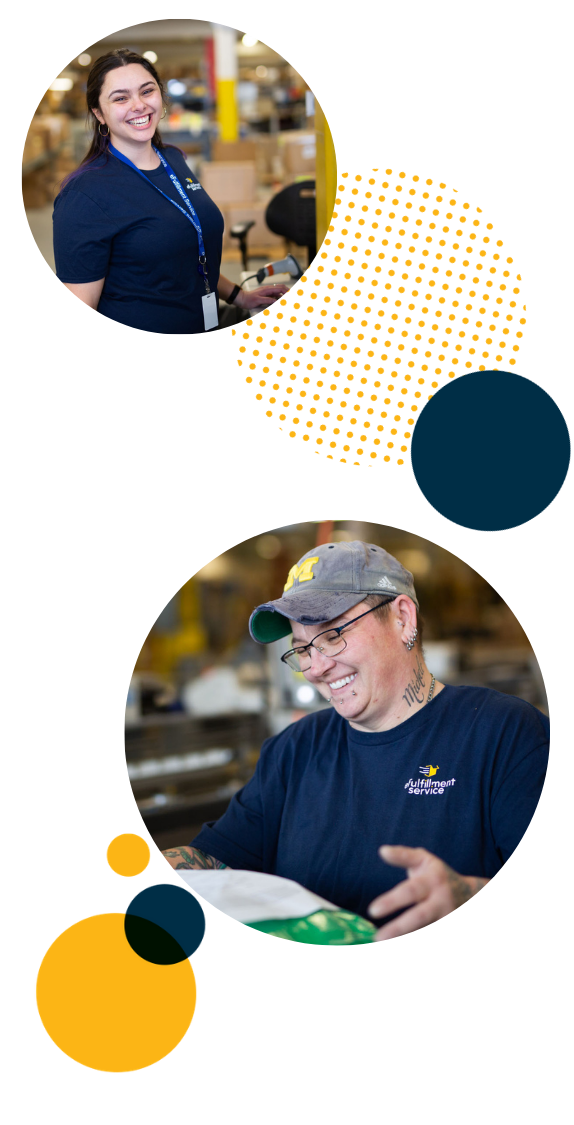 Lite PrepCenter Employees Double Photo Smiling With Dots